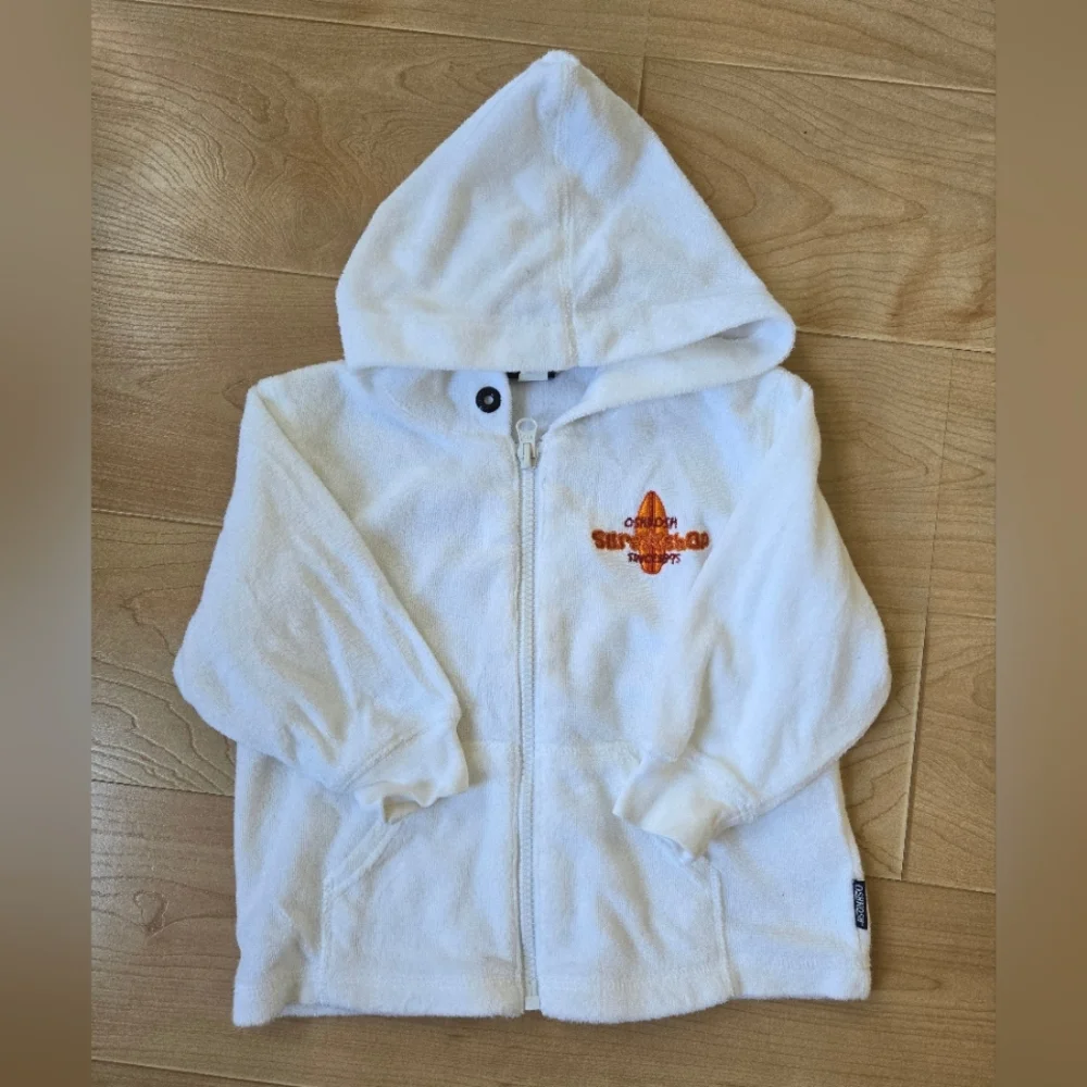 Vintage Y2K OshKosh B'Gosh set - funky orange swim shorts and white towel Hoodie